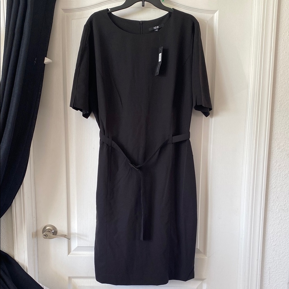 Black Sheath Midi Dress Crew Neck Short Sleeve